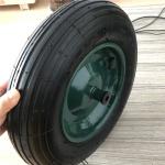 350-8 Green Steel Rim Cart Pneumatic Wheels Rubber Pneumatic Trolley Tyres Wheelbarrow for sale