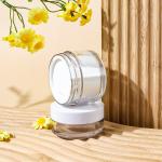 JXPACK luxurious transparent double-layer PET Cosmetic Cream Jar, a round cosmetic packaging with a spoon and a scraper, with capacities of 15ml, 30ml, 50ml and 100ml respectively for skin care cream  for sale