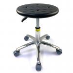 Round Black Four Holes Polyurethane Esd Chairs With Wheels for sale