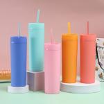 16oz Double Wall Plastic Acrylic Tumblers Reusable With Straw for sale