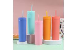 China 16oz Double Wall Plastic Acrylic Tumblers Reusable With Straw supplier