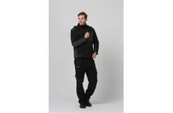China Hidden Zipper Cold Weather Workwear , Mens Black Soft Shell Jacket supplier