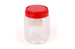 China Round Clear Pet Jars Food Grade Container with Handling Cap supplier