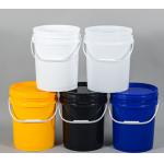 5 Gallon Plastic Buckets with Handle - Height 15.5 Inches - Diameter 11.5 Inches for sale