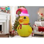 Led Christmas Yellow Duck With Red Hat SGS Inflatable Cartoon Characters for sale