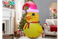 China Led Christmas Yellow Duck With Red Hat SGS Inflatable Cartoon Characters supplier