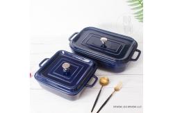 China Glaze Blue Rectangle Ceramic Bakeware Sets 165oz Large Capacity OEM supplier
