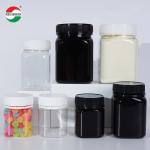 Customized Colorful Screw Cap Black PET Plastic Jar with Gasket for Nutrition Vitamins Soft Candy Dried Fruit for sale