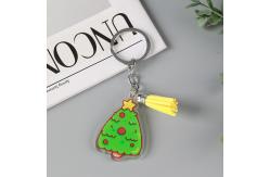 China Christmas Festival Snowman Keychain Transparent Acrylic Key Ring with Custom Pattern supplier