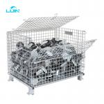 Customized Galvanized Collapsible Folded Stackable Warehouse Metal Wire Mesh Heavy Duty Pallet Cage for sale