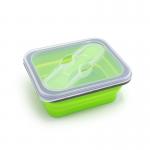 Green Rectangle Microwavable Food Storage Container Kids Silicone Lunch Box for sale