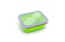 China Green Rectangle Microwavable Food Storage Container Kids Silicone Lunch Box supplier