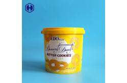 China Cream Biscuit IML Bucket Customize Yellow Empty Plastic Cylinder Container supplier