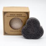 Activated Bamboo Charcoal Konjac Facial Sponge Tripetal Flower Shape for sale