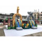 Playground Jungle Theme Inflatable Amusement Park Jumping Castle With Slide for sale