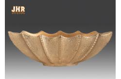 China Boat Shape Frosted Gold Fiberglass Flower Serving Bowl For Home Wedding supplier