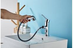 China Single Hole Silver electroplate above Counter Copper Pull Faucet supplier