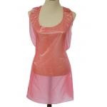 Food Grade Red Disposable Plastic Aprons Light Weight Round Neck And Waist Belt for sale