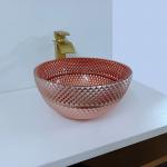 Shinning Glass Rose Gold Vessel Sink Square Above Counter Electroplated for sale