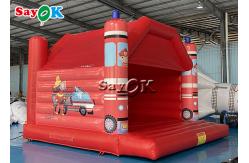 China Fire Themed Printed Red Inflatable Bounce Trampoline For Kids Amusement Park supplier