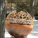 Diameter 1000mm Round Corten Steel Fire Pit Large Ball For Garden Center Piece for sale