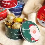 Custom Empty Christmas Cake Tin Box Packaging For Chocolate With Handle Containers Metal Cookie Tins Box for sale
