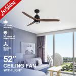 Decorative LED Lighting 52 Inch Ceiling Fan with Low Noise Function and 3 ABS Blades for sale