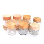 Oil Concentrate Bamboo Transparent Glass Jars Childproof Lid Dia 64mm 120ml for sale