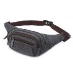 Black Sports Mens Waist Bags Barrel Shaped  With Ears Line Hole for sale