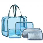 5 In 1 PVC Leather Travel Transparent Cosmetic Bags for sale