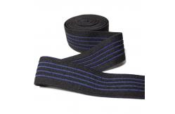 China Black 2cm Polyester Elastic Webbing Flat Braided Striped Elastic Band supplier