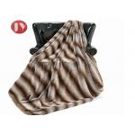 Super Soft Warm Furry Fuzzy Plush Faux Animal Fur Blanket Reversible Thick Gradient Striped for sale