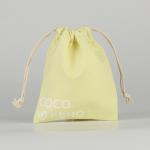 Lemon Color Eco Friendly Organic Muslin Cotton Pouch Promotional Small Drawstring Bag for sale