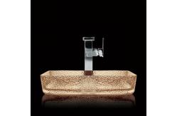 China Light Tea Toilet Hand Wash Basin Crystal Vessel Rectangular Bathroom Sink supplier