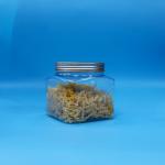 Food Grade Candy Food Snack PET Transparent Square Plastic Grip Jar Aluminium Lid for sale