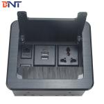 Brushed Aluminum Alloy Desktop Power Sockets With Flip - Open Cover for sale