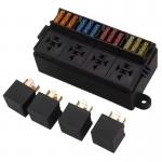 Multi Functional Free Combination 12V Fuse Box For 4pcs Relay And 12pcs ATO ATC Blade Fuse for sale