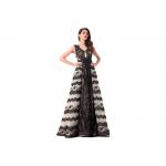 Black Color Embroidery Lace Long Evening Gowns / Sleeveless Prom Party Dress for sale
