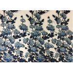 Bule Floral Embroidered Polyester Net Lace Fabric For Wedding Gown Dresses for sale