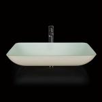 Lacquered Bathroom Wash Basins 18 Inch Tempered Glass Sink White Rectangular for sale
