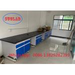 Multiple Cabinets Safety Lab Work Benches with Shelf With DTC105 DEG Hinges And Epoxy Resin Or Phenolic Resin Worktop for sale