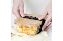 China Promotional Bamboo Glass Bento Box Divided Lunch Box With Elastic Strap supplier