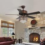 52Inch Remote Control 120V Modern Crystal Ceiling Lamp In Dining Room
