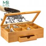 Bamboo Multi-Compartment Organizer With Clear Side Drawer Cover For Kitchen for sale