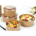 Vegetable Kraft Paper Bowls With Lids , PE Coating Disposable Paper Bowls for sale