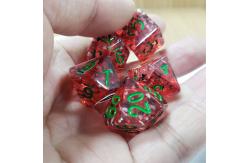 China Red pomegranate Sequins Resin Boarding Dice Set  dnd dice supplier