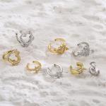 Gold Plated Diamond Ear Bone Clip Earrings 925 Silver Zircon Pentagram Heart for sale