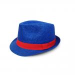 Unisex Fedora Panama Trilby Hat Adjustable Blue Color Custom Logo 56cm for sale