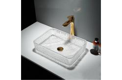 China Rectangular Glass Wash Basin Table Top 12 Inch Crystal Clear supplier