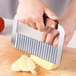 Wavy Crinkle Cutting Chopping Tools Stainless Steel Potato Slicer With Wooden Handle